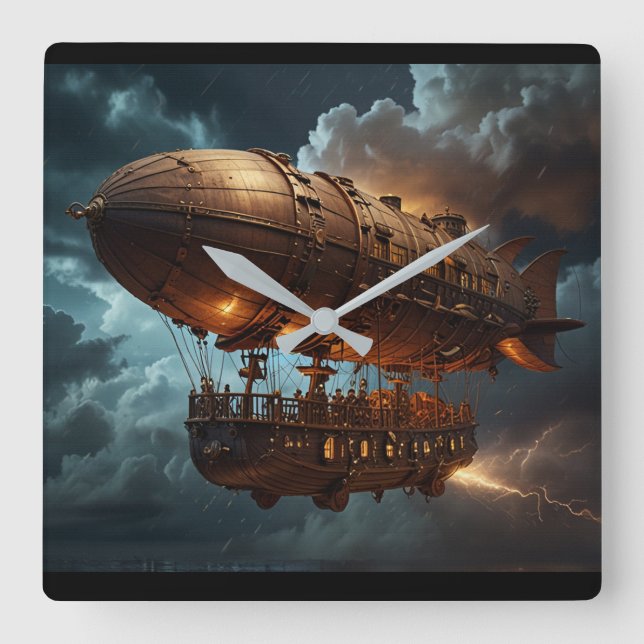 Relógio Quadrado Embarcação submersível de vapor (Frente)