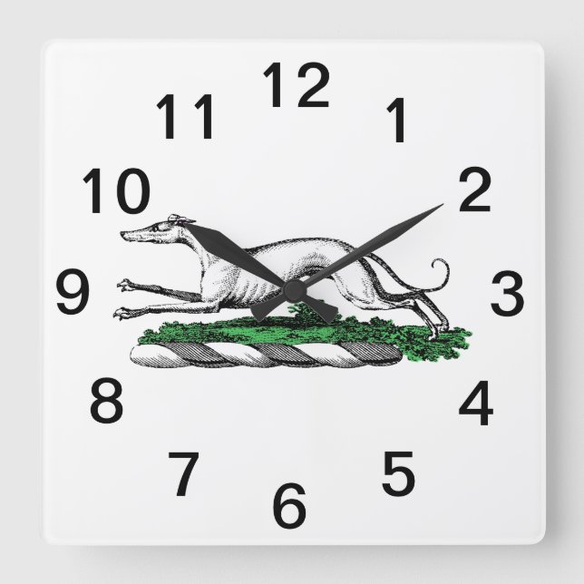 Relógio Quadrado Emblem de Tremor Greyhound com Crest Heráldica (Frente)