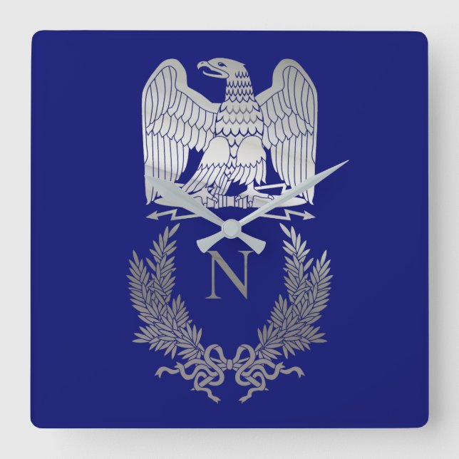 Relógio Quadrado Emblema de Napoleão Bonaparte (Frente)