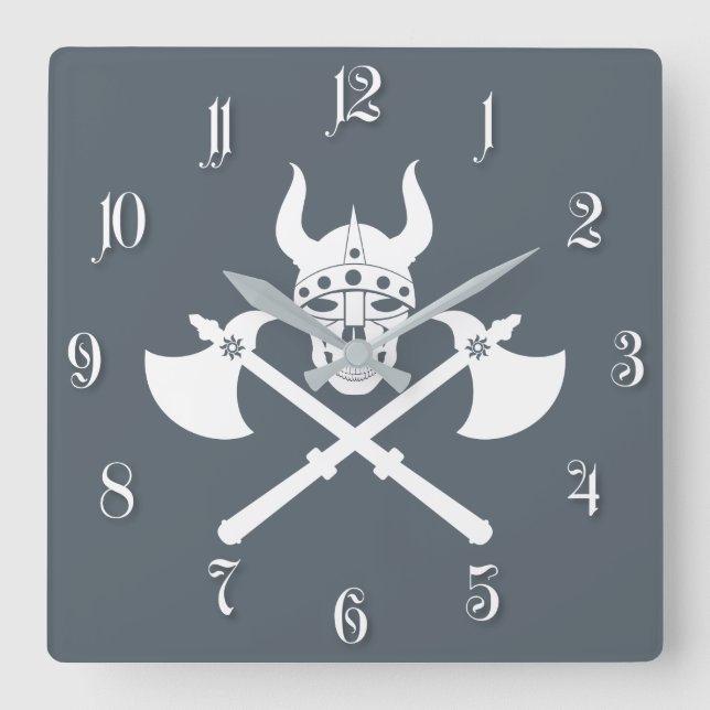 Relógio Quadrado Emblema de Viking (Frente)