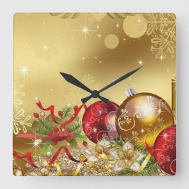 Relógio Quadrado emblemas tradicionais do Natal