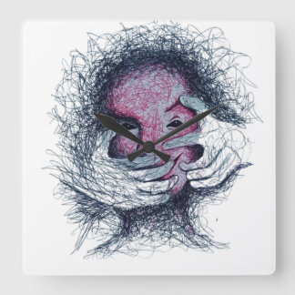 Relógio Quadrado Emoções aprisionadas - Camiseta Surreal de Arte Ab