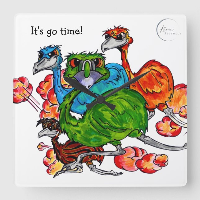 Relógio Quadrado Emu Run (Frente)