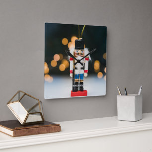 Relógio Quadrado Enfeite natalino quebra-nozes clássico do Slippery