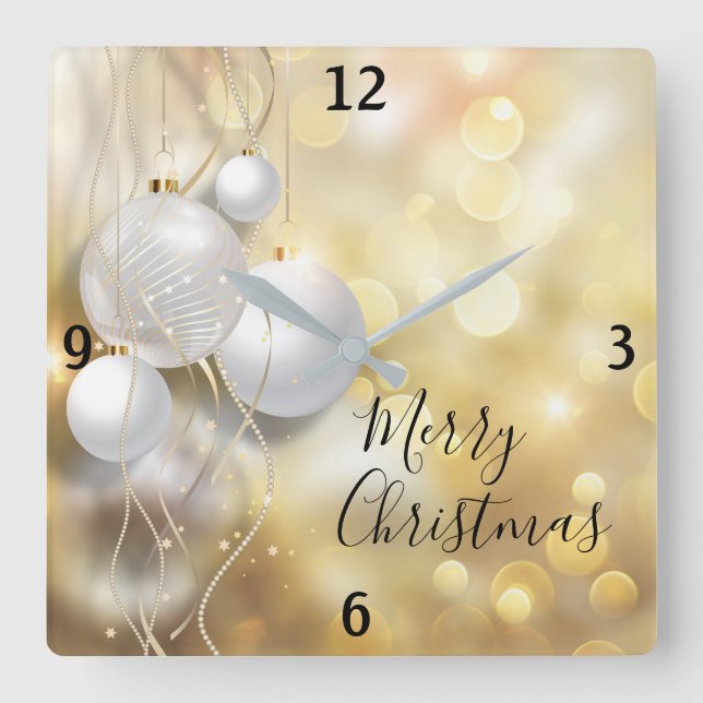 Relógio Quadrado Enfeites de natal (Frente)