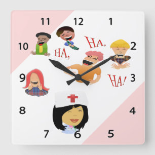 Relógio Quadrado Enfermeiro Humor Rindo Clínica Clock