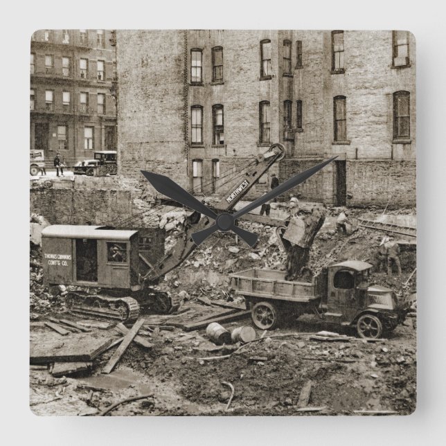 Relógio Quadrado Engenheiro de operação da grua e pá do Noroeste (Frente)