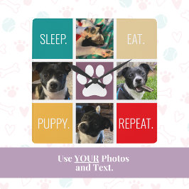 Relógio Quadrado Engraçado Dormir Comendo Repetir Cachorro Colorido