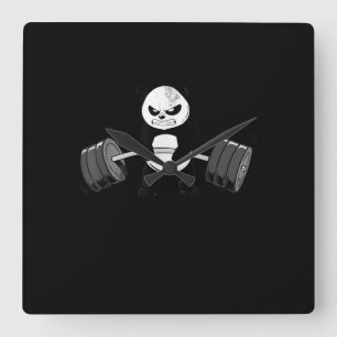 Relógio Quadrado Engraçado Panda Trabalhando Kitten Gym Poder de D