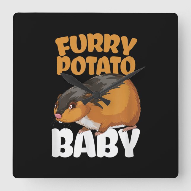 Relógio Quadrado Engraçado Pet Animal Hamster Com Batata (Frente)