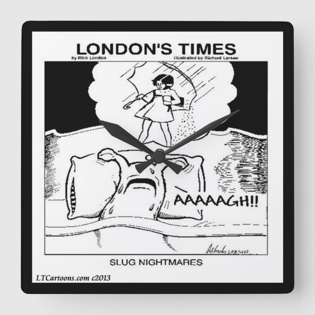 Relógio Quadrado Engraçado Slug Nightmares Wall Clock (Frente)