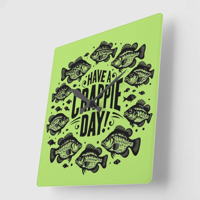 Relógio Quadrado Engraçado Ter um dia de café da manhã pescando (Ângulo)