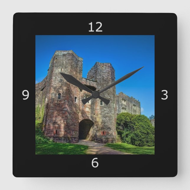Relógio Quadrado Entrada do Castelo Inglês no Dia do Verão (Frente)