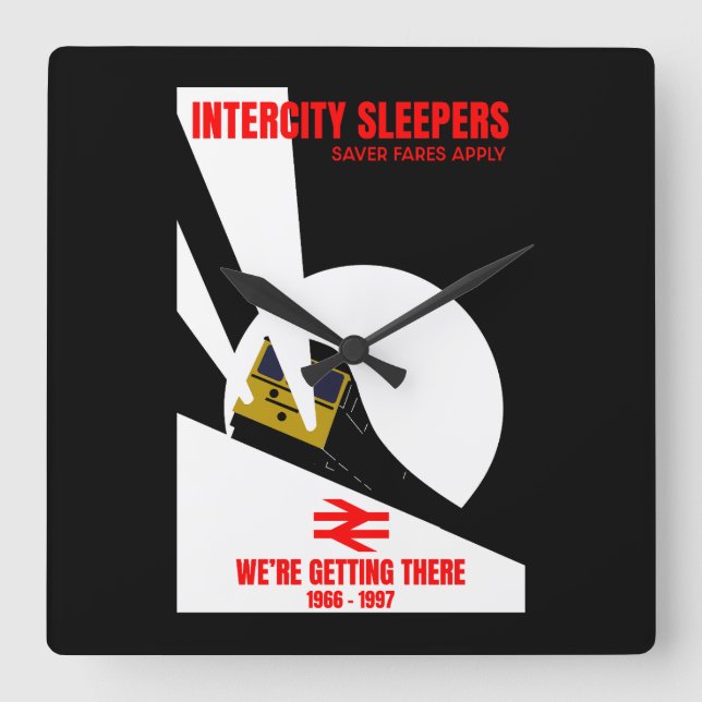 Relógio Quadrado Entusiasta do trem ferroviário britânico (Frente)