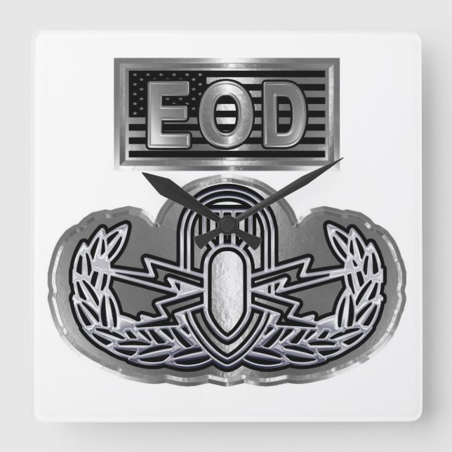 Relógio Quadrado EOD Comemorativo Desenhado Exclusivamente (Frente)