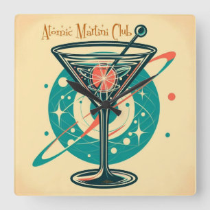 Relógio Quadrado Era Espacial do Clube Atômico Martini