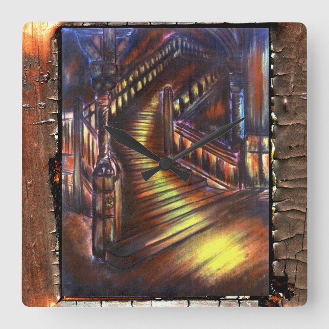 Relógio Quadrado Escada de luz (Frente)
