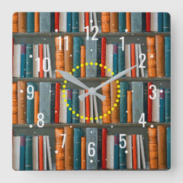 Relógio Quadrado Escola de Aprendizado e Leitura de Livros - Biblio