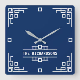 Relógio Quadrado Escolha a sua porta colorida Deco Retro Geométrico