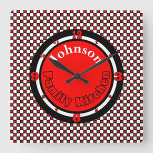 Relógio Quadrado Escolha de cores da cozinha da família personaliz