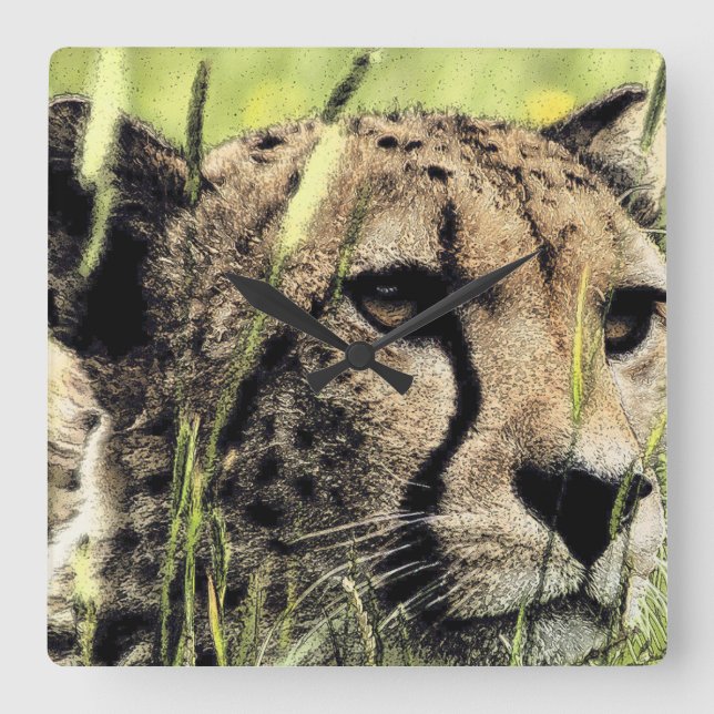 Relógio Quadrado "Escondendo Chita" (Frente)