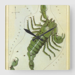 Relógio Quadrado Escorpião, Espelho de Urânia da Constelação Vintag