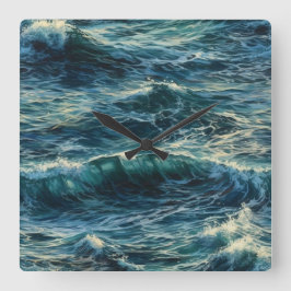 Relógio Quadrado Escovas do Mar de Pintura