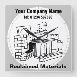 Relógio Quadrado Escritório de Materiais Recuperados