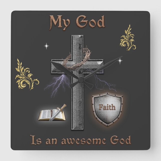 Relógio Quadrado Escritura de bíblia (Frente)