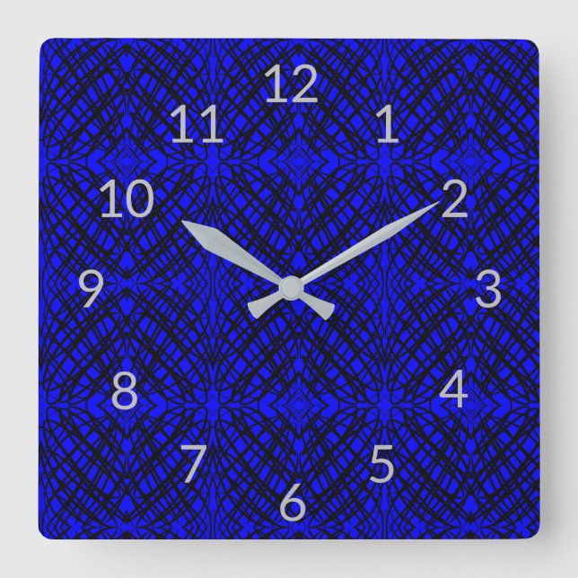 Relógio Quadrado Escrivora Simples | Inclinação Espelho | Azul | (Frente)