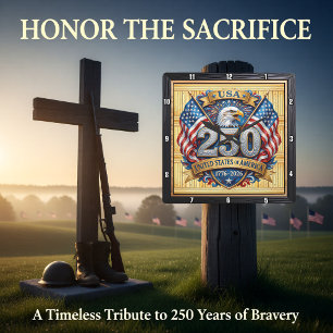 Relógio Quadrado Escudo Águia do 250º Aniversário dos EUA