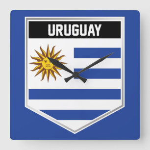 Relógio Quadrado Escudo do Sinalizador Uruguai