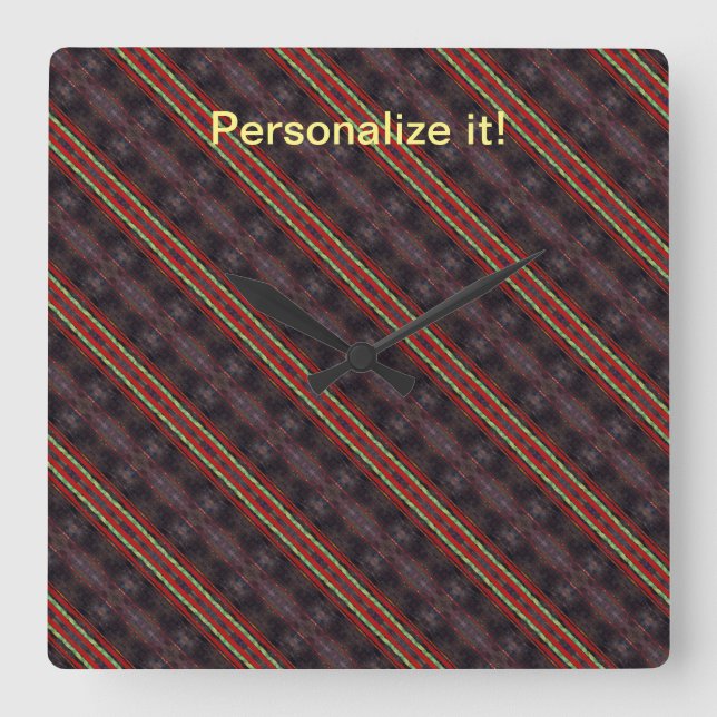 Relógio Quadrado Escuro, vermelho, verde, amarelo incluso, espelhad (Frente)