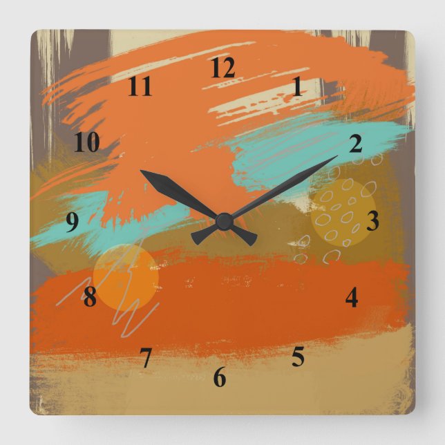 Relógio Quadrado Esferas dos Círculos de Pintura na Paisagem abstra (Frente)