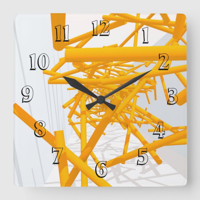 Relógio Quadrado Espaço arquitetônico com forma geométrica brilhant (Frente)