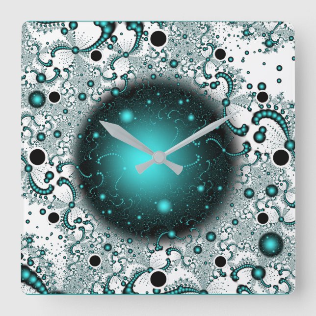 Relógio Quadrado Espaço Aventura Fantasia Arte Fractal (Frente)