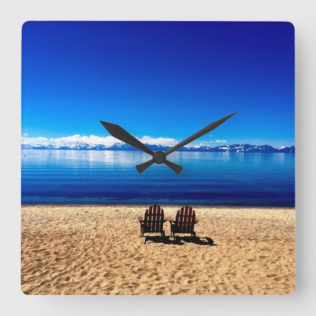 Relógio Quadrado Esperando pelo verão no lago Tahoe (Frente)