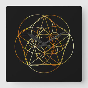 Relógio Quadrado Espiral de Fibonacci a geometria sagrado
