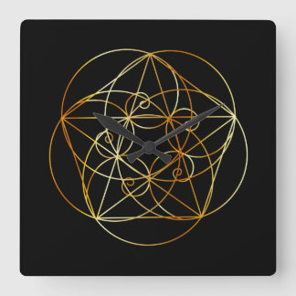 Relógio Quadrado Espiral de Fibonacci a geometria sagrado