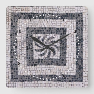 Relógio Quadrado Espiral do Mosaico Romano Antigo