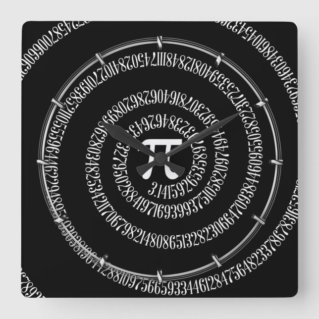 Relógio Quadrado Espiral para o Pi no estilo preto (Frente)