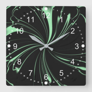 Relógio Quadrado Espiral Verde Mint