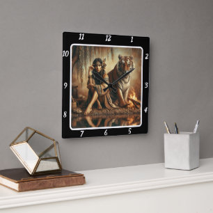 Relógio Quadrado Espírito Nativo: O brilho do Stream Tiger