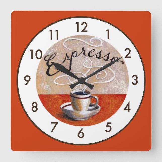 Relógio Quadrado Espresso Muito Divertido (Frente)