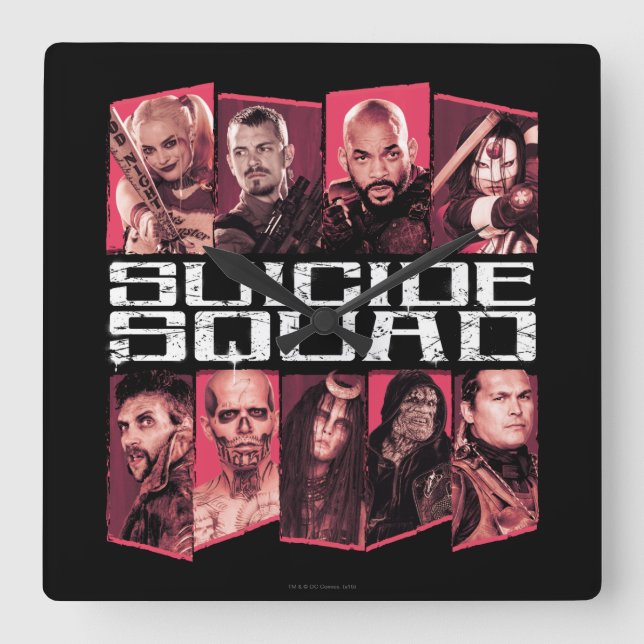 Relógio Quadrado Esquadrão Suicida | Task Force X Grupo Emblem (Frente)