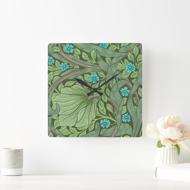 Relógio Quadrado Esqueça-me-Nots, Wallpaper de William Morris (Lar)