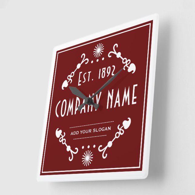 Relógio Quadrado Established Business Name, Decorative (Ângulo)