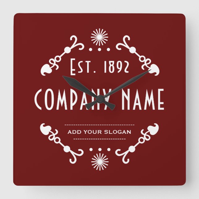 Relógio Quadrado Established Business Name, Decorative (Frente)