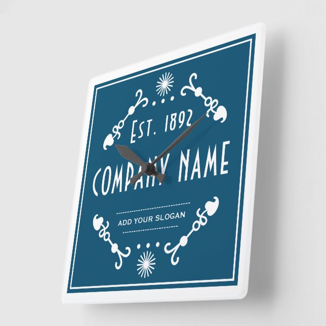 Relógio Quadrado Established Business Name, Decorative (Ângulo)