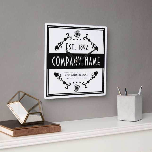 Relógio Quadrado Established Business Name, Decorative (Escritório)